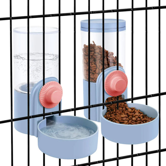 Pet Feeder Waterer Hanging Dog Cat Food Water Dispenser Automatic Gravity Feeder Waterer Set for Cage Pets Travel Food Water Bowl Rabbit Feeder for Ferret Small and Medium Animals Purple